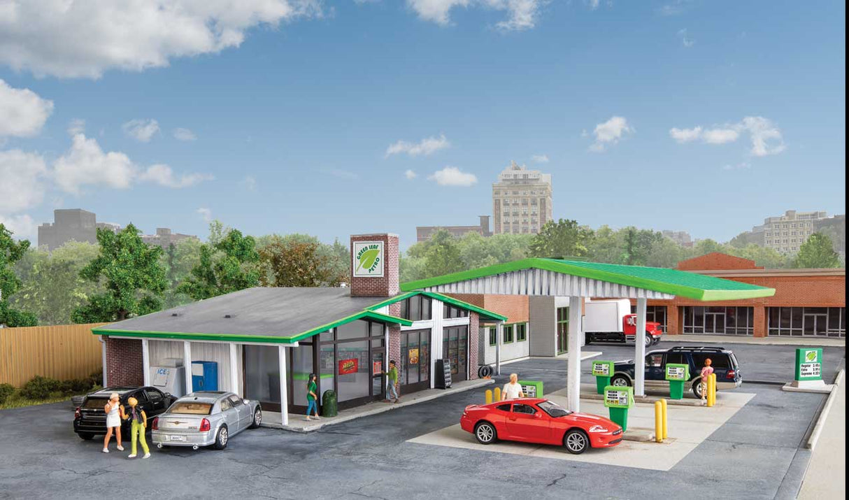 Modernized Gas Station -- Kit - Main Building: 10-1/2 x 9 x 3-3/16"  26.6 x 22.8 x 8cm-1