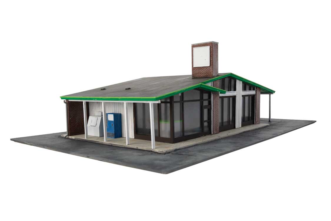 Modernized Gas Station -- Kit - Main Building: 10-1/2 x 9 x 3-3/16"  26.6 x 22.8 x 8cm-4