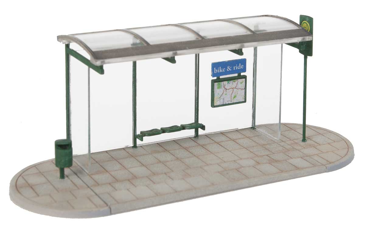 Modern Bus Shelter -- Kit with Accessories-3