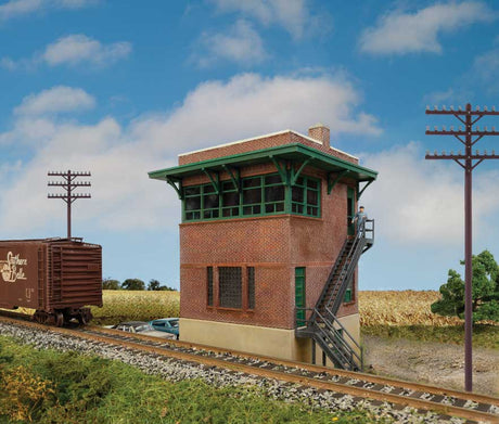 Pennsylvania Railroad Brick Interlocking Tower w/Flat Roof -- Kit - 5-1/4 x 3-1/8 x 5-5/8"  13.3 x 7.9 x 14.2cm-1