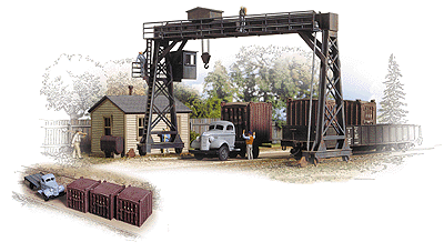 Cornerstone Series(R) LCL Container Terminal - Deluxe Kit  Limited-Run -- Office: 2-1/2 x 1-3/4 x 1-5/8"  6.2 x 4.3 x 4cm Crane: 5-7/16 x 4-1/8"