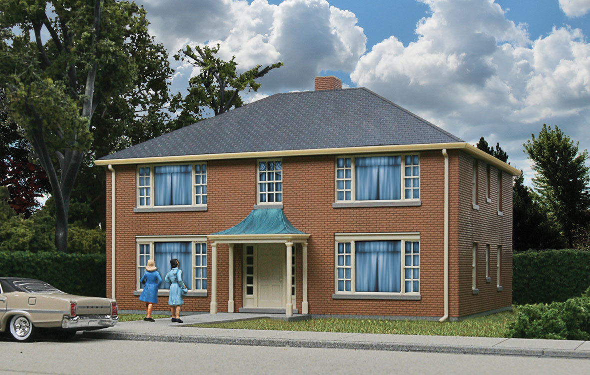 Four-Unit Brick Apartment Building -- Kit - 5-3/4 x 5-13/16 x 3-5/8"  14.6 x 14.7 x 9.2cm-2