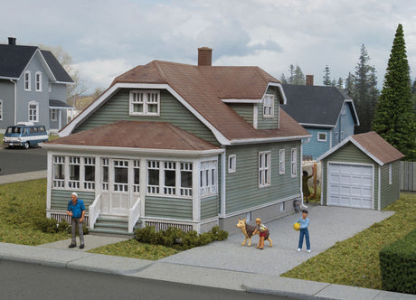 Updated American Bungalow with Single-Car Garage -- Kit - House measures: 6-11/32 x 3-5/8 x 3-1/2"  16.1 x 9.1 x 8.8cm-1