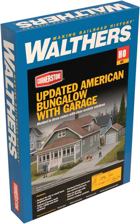 Updated American Bungalow with Single-Car Garage -- Kit - House measures: 6-11/32 x 3-5/8 x 3-1/2"  16.1 x 9.1 x 8.8cm-4