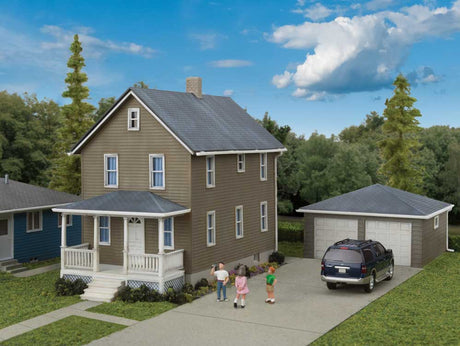 Two-Story House with Garage -- Kit - 5 x 2-1/2 x 4-1/16  12.7 x 6.3 x 10.3cm-1