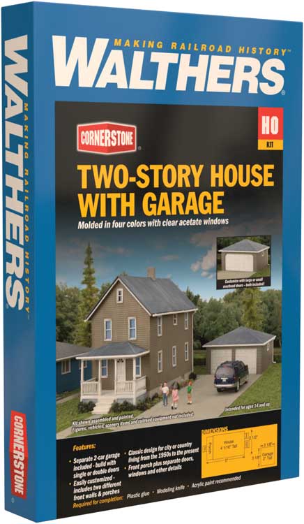 Two-Story House with Garage -- Kit - 5 x 2-1/2 x 4-1/16  12.7 x 6.3 x 10.3cm-3
