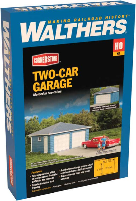 Two-Car Garage -- Kit - 3-1/8 x 3-1/8 x 2"  7.9 x 7.9 x 5cm over eaves-4