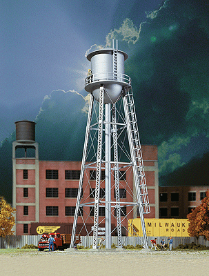 Vintage Water Tower -- Assembled - Silver - 2-3/8 x 2-3/8 x 7"  6 x 6 x 17.7cm-1