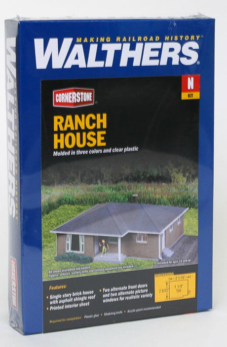 Brick Ranch House -- Kit - 3-1/16 x 2-9/32 x 1-1/4"  7.7 x 5.7 x 3.17cm-4