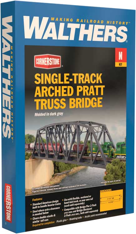 Single-Track Arched Pratt Truss Bridge -- Kit - 14-3/32 x 2 x 3-1/2"  35.7 x 5 x 8.8cm-3