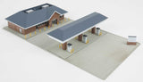 Modern Gas Station -- Kit - Main Building: 5-3/4 x 3-5/8 x 1-3/4"  14.6 x 9.2 x 4.4cm-2