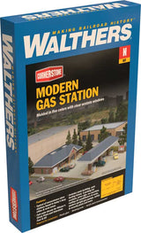 Modern Gas Station -- Kit - Main Building: 5-3/4 x 3-5/8 x 1-3/4"  14.6 x 9.2 x 4.4cm-4
