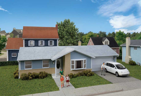 Ranch House with Attached 2-Car Garage -- Kit - 7-3/4 x 4-3/16 x 2-3/8"  19.6 x 10.6 x 6cm-1