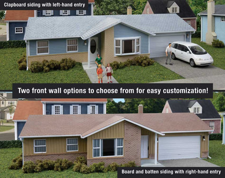 Ranch House with Attached 2-Car Garage -- Kit - 7-3/4 x 4-3/16 x 2-3/8"  19.6 x 10.6 x 6cm-4