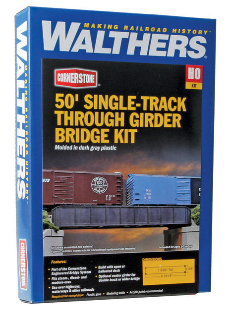 50' Single-Track Railroad Through Girder Bridge -- Kit - 6-15/16 x 2-3/8 x 1-3/32"  17.6 x 6 x 2.7cm-5