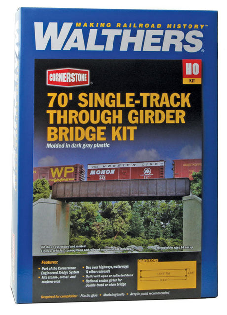 70' Single-Track Railroad Through Girder Bridge -- Kit - 9-3/4 x 2-3/8 x 1-5/16"  24.7 x 6 x 3.3cm-4
