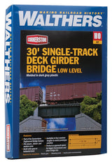 30' Single Track Railroad Deck Girder Bridge -- Low Level Kit - 4-1/8 x 1-3/8 x 1-1/8"  10.4 x 3.4 x 2.8cm-2