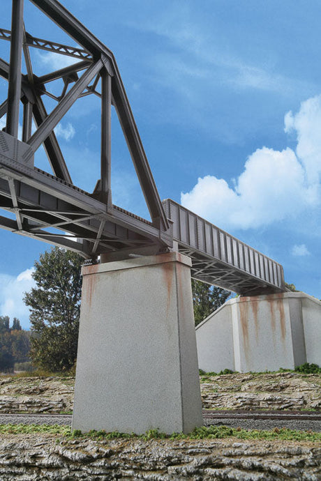 Single-Track Railroad Bridge Concrete Piers pkg(2) -- Kit - 5-1/8 x 1-1/8 x 3-3/4"  13 x 2.8 x 9.5cm (Includes Cutwater)-1