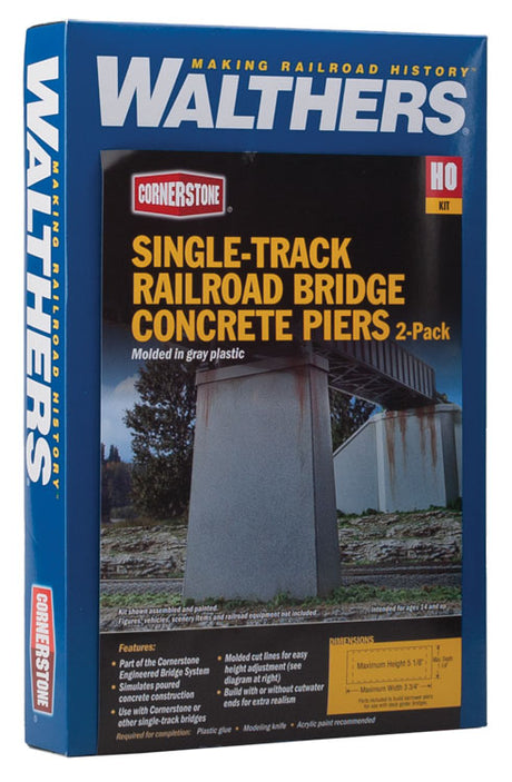 Single-Track Railroad Bridge Concrete Piers pkg(2) -- Kit - 5-1/8 x 1-1/8 x 3-3/4"  13 x 2.8 x 9.5cm (Includes Cutwater)-3