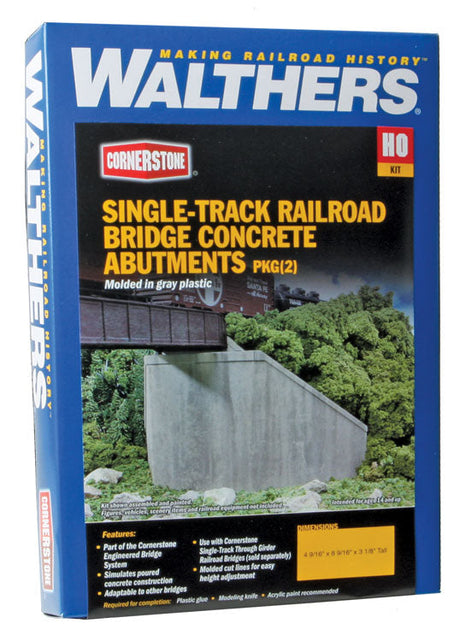 Single-Track Railroad Bridge Concrete Abutments pkg(2) -- Kit - 4-9/16 x 8-9/16 x 4-7/16"  11.5 x 21.7 x 11.2cm-3