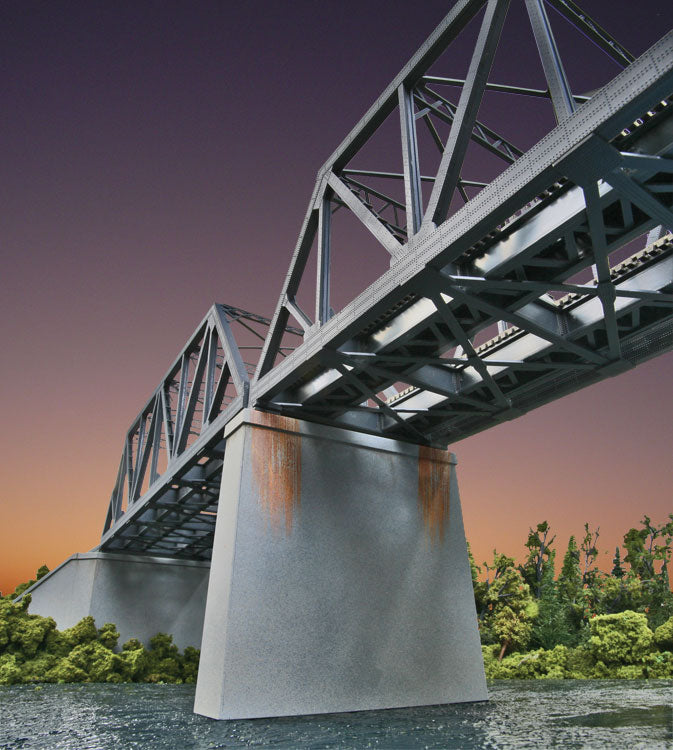 Double-Track Railroad Bridge Concrete Pier 2-Pack -- Kit 5-7/16 x 1-1/4 x 5-1/8"  13.8 x 3.1 x 13cm-1
