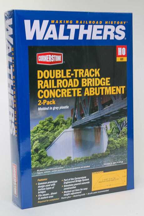 Double-Track Railroad Bridge Concrete Abutment pkg(2) -- Kit - 11-1/4 x 3-1/4 x 5-1/4"  28.6 x 8.3 x 13.3cm-5
