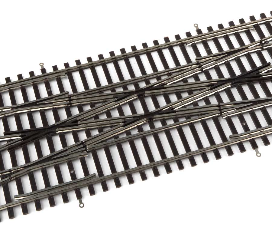 Code 83 Nickel Silver DCC-Friendly #6 Double Crossover -- Length: 18-3/4"  47.6cm; Track Centers: 2"  5.1cm-6