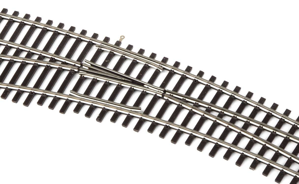 Code 83 Nickel Silver DCC-Friendly Curved Turnout - 20 and 24" Radii -- Left Hand-2