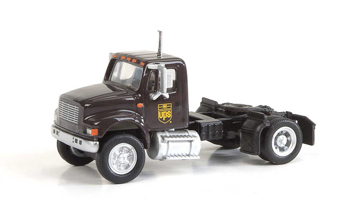 International(R) 4900 Single-Axle Semi Tractor Only - Assembled -- United Parcel Service (Bow Tie Shield Logo; brown, yellow)