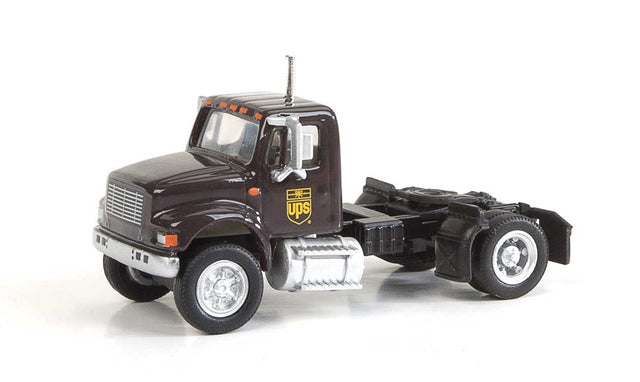 International(R) 4900 Single-Axle Semi Tractor Only - Assembled -- United Parcel Service (Bow Tie Shield Logo; brown, yellow)