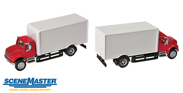 International(R) 4900 Single-Axle Box Van - Assembled -- Red Cab, White Body