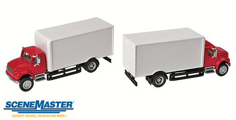 International(R) 4900 Single-Axle Box Van - Assembled -- Red Cab, White Body