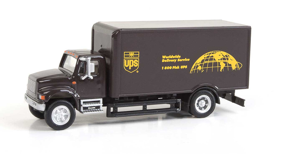 International(R) 4900 Single-Axle Box Van - Assembled -- United Parcel Service (Bow Tie Shield Logo; brown, yellow)