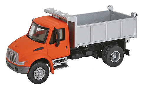 International(R) 4300 Single-Axle Dump Truck - Assembled -- Orange Cab, Silver Dump Bed-1