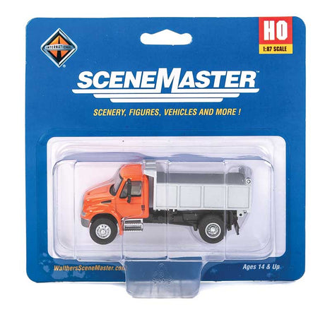 International(R) 4300 Single-Axle Dump Truck - Assembled -- Orange Cab, Silver Dump Bed-2