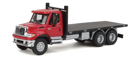 International(R) 7600 3-Axle Flatbed Truck - Assembled -- Red Cab, Black Flatbed-1