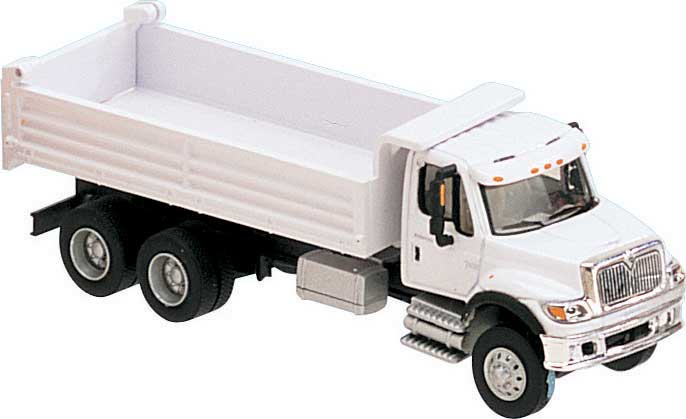 International(R) 7600 3-Axle Heavy-Duty Dump Truck - Assembled -- White, Railroad Maintenance-of-Way Logo Decals