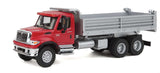 International(R) 7600 3-Axle Heavy-Duty Dump Truck - Assembled -- Red Cab, Silver Dump Body-1