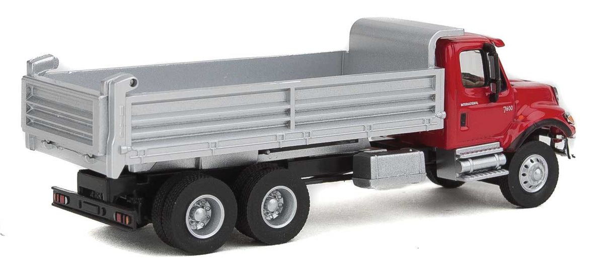 International(R) 7600 3-Axle Heavy-Duty Dump Truck - Assembled -- Red Cab, Silver Dump Body-2
