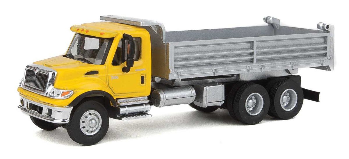 International(R) 7600 3-Axle Heavy-Duty Dump Truck - Assembled -- Yellow Cab, Silver Dump Body-1
