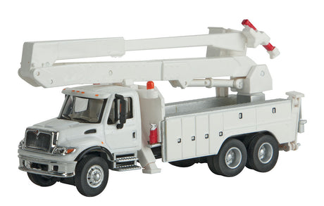 International(R) 7600 Utility Truck w/Bucket Lift - Assembled -- White, Railroad Maintenance-of-way Logo Decals-2