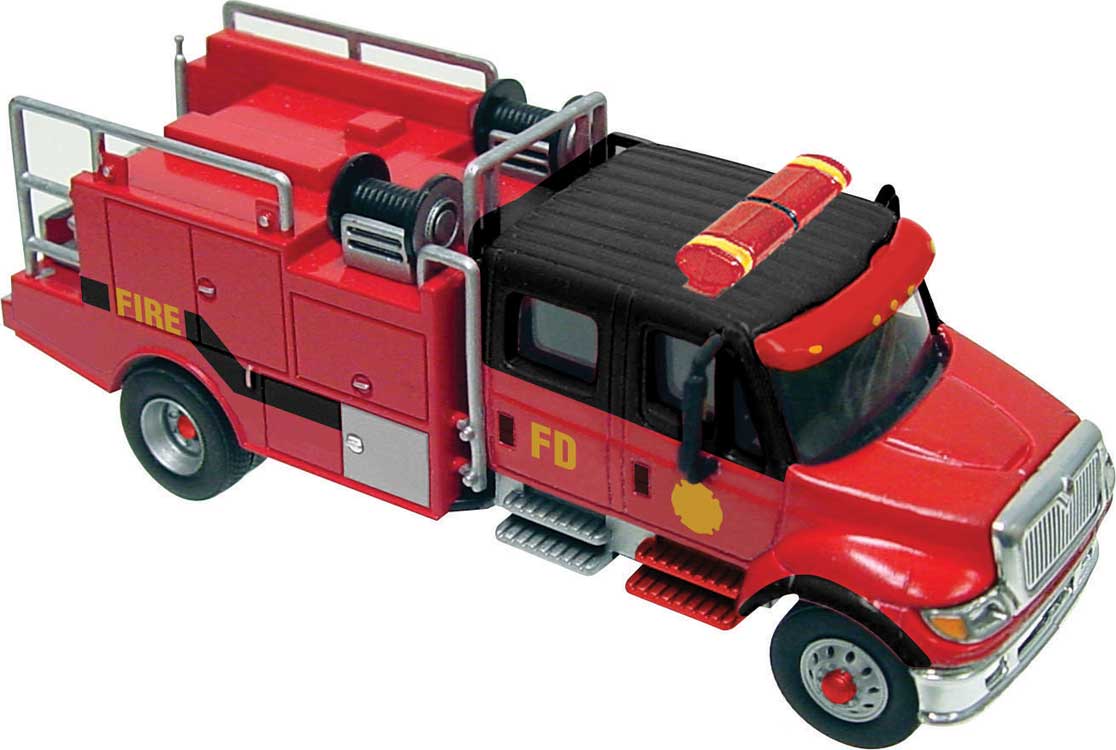 International(R) 7600 2-Axle Crew-Cab Brush Fire Truck - Assembled -- Red, Black