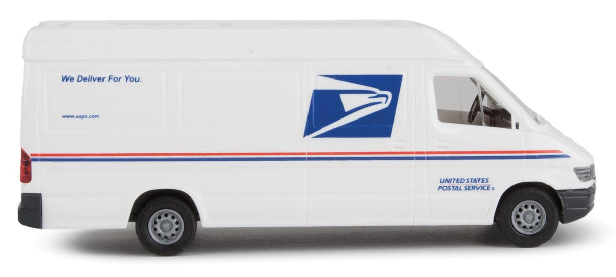Delivery Van - Assembled -- United States Postal Service (white, blue, red; "We Deliver For You" Sloga-1