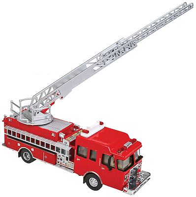 Heavy-Duty Fire Department Ladder Truck - Assembled -- Red-1