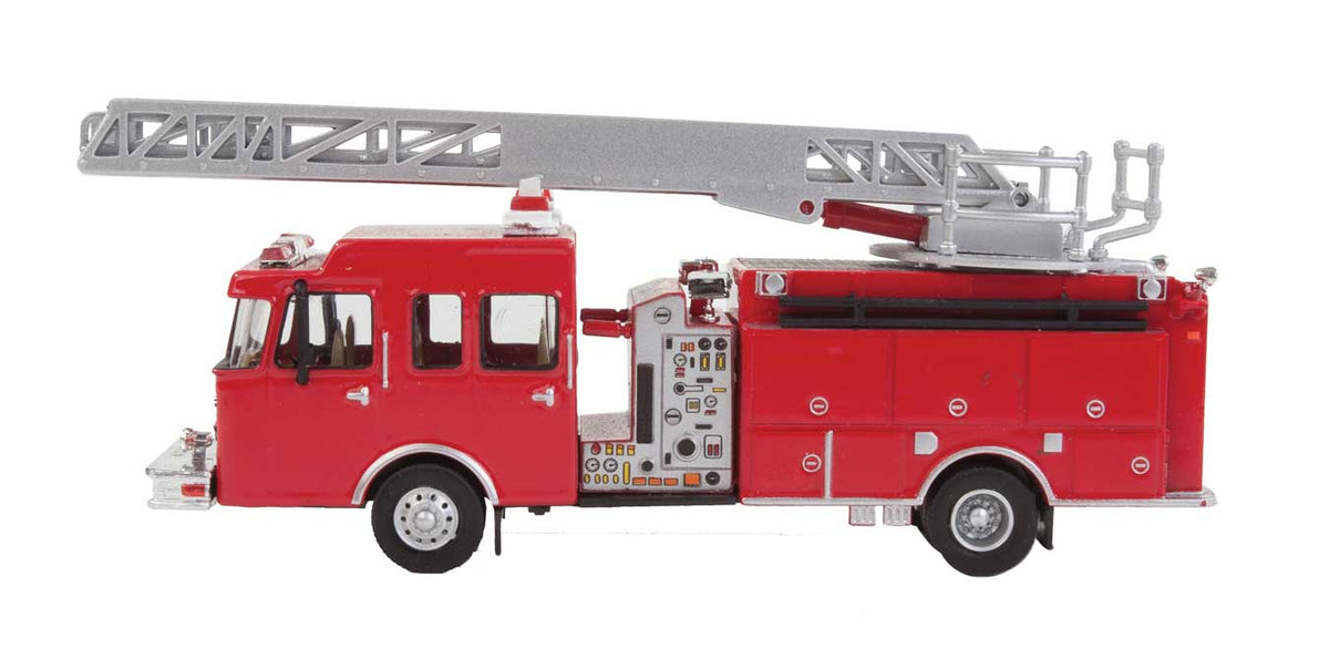 Heavy-Duty Fire Department Ladder Truck - Assembled -- Red-4