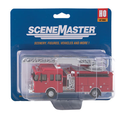 Heavy-Duty Fire Department Ladder Truck - Assembled -- Red-6