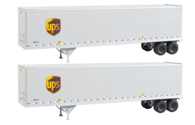 45' Stoughton Trailer 2-Pack - Assembled -- United Parcel Service (Modern Shield Logo; gray, brown, yellow)