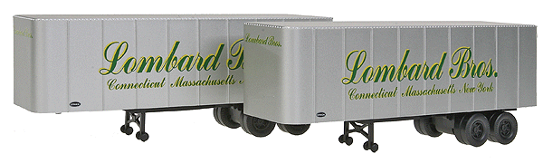 32' Trailer 2-Pack - Assembled -- Lombard Bros. (silver, green, yellow, Large Script Lettering)
