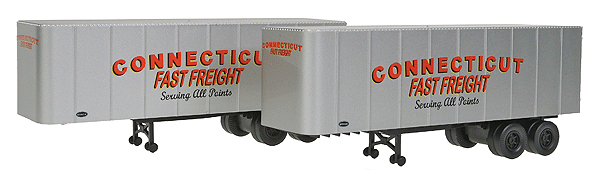 32' Trailer 2-Pack - Assembled -- Connecticut Fast Freight (silver, red, Large Lettering)