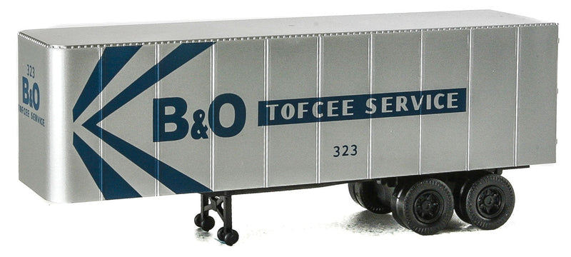 32' Trailer 2-Pack - Assembled -- Baltimore & Ohio (silver, blue; Tofcee Service Markings)-1